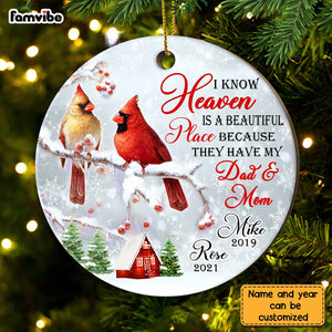 Personalized Cardinal Heaven Is A Beautiful Place Circle Ornament NB112 32O28