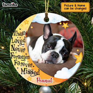 Personalized Dog Loss Memo Photo Circle Ornament