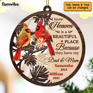 Personalized Memo Cardinal Heaven Is A Beautiful Place Ornament