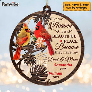 Personalized Memo Cardinal Heaven Is A Beautiful Place Ornament