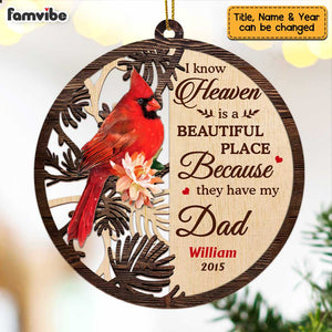Personalized Memo Cardinal Heaven Is A Beautiful Place Ornament