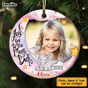 Personalized Granddaughter I Love You Moon Elephant Photo Circle Ornament NB282 23O47