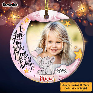 Personalized Granddaughter I Love You Moon Elephant Photo Circle Ornament NB282 23O47