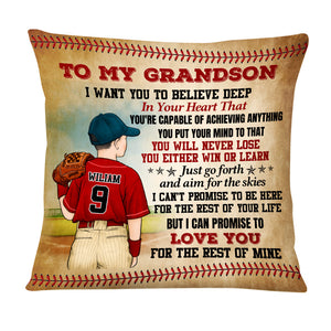 Personalized To My Grandson Love Baseball Pillow NB294 30O58