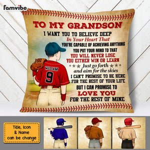 Personalized To My Grandson Love Baseball Pillow NB294 30O58