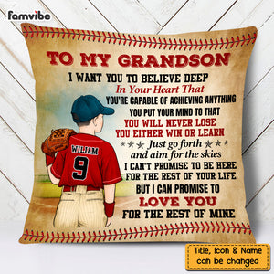 Personalized To My Grandson Love Baseball Pillow NB294 30O58