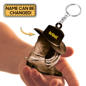 Personalized Cowboys & Cowgirls Boots And Hat Shaped Acrylic Keychain