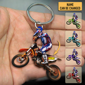 Personalized Motorbike Racing Flat Acrylic Keychain