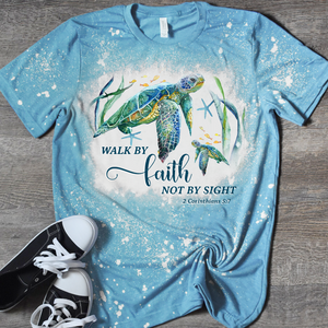 Walk By Faith Turtle Bleached T-Shirt