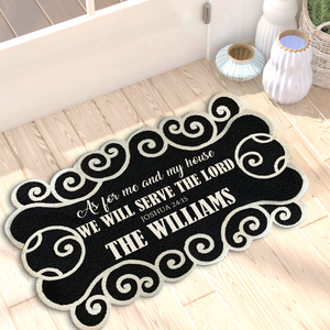 Personalized Monogram Serve The Lord Shaped Doormat