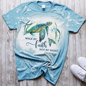 Walk By Faith Turtle Bleached T-Shirt