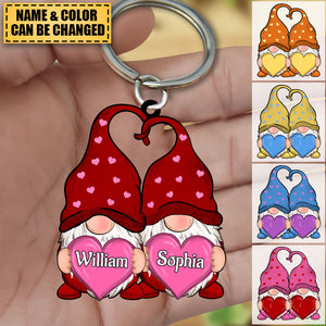 Personalized Doll Couple Colorful Heart Keychain
