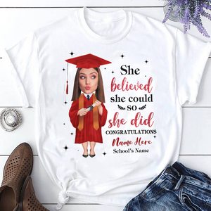 Personalized She Believed She Could Senior Class Of 2023 Graduation T-shirt, Grad Gift