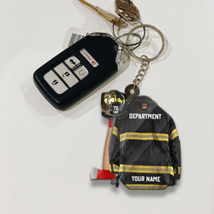 Personalized Firefighter Armor Shaped Acrylic Keychain Clothes And Helmet Firefighter Acrylic Keychain