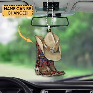 Personalized Cowboy Boots And Hat Shaped Acrylic Ornament