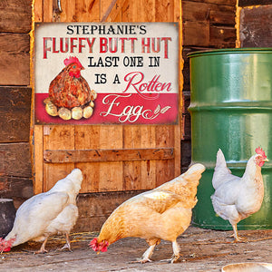 Personalized Chicken Fluffy Butt Hut Pink Customized Classic Metal Signs