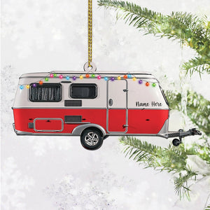 Personalized Camping Ornament Caravan Camper Shaped Acrylic Ornament