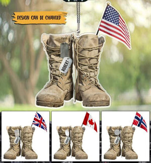 Military Boots - Personalized Flat Car Ornament 10