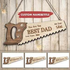 Personalized Father's Day Gift Saw-Shape Custom Name Wooden Wall Sign