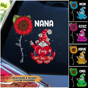 Colorful Sunflower Grandma- Mom doll, You Are My Sunshine Personalized Decal
