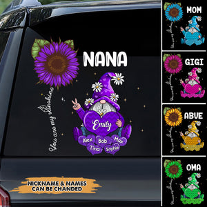 Colorful Sunflower Grandma- Mom doll, You Are My Sunshine Personalized Decal