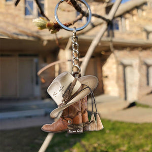Personalized Boots And Hat Cowboy & Cowgirl Flat Acrylic Keychain