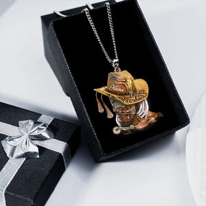 Vintage Cowboy Boots And Hat -Personalized Stainless Steel Necklace
