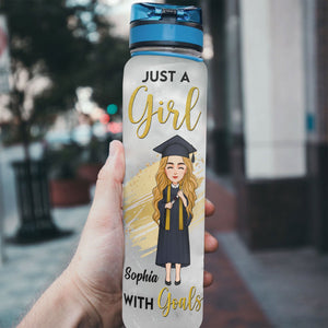A Girl With Goal - Personalized Water Bottle With Time Marker