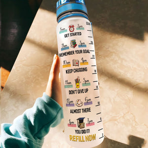 A Girl With Goal - Personalized Water Bottle With Time Marker