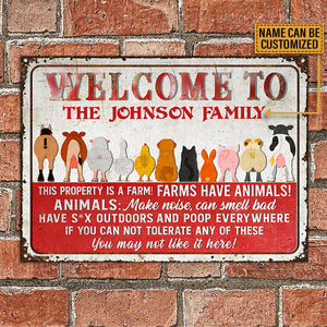 Farm Animals This Property Is A Farm Everywhere Custom Classic Metal Signs