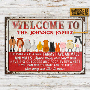 Farm Animals This Property Is A Farm Everywhere Custom Classic Metal Signs