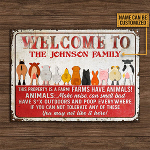 Farm Animals This Property Is A Farm Everywhere Custom Classic Metal Signs