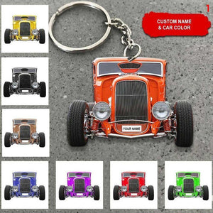 Personalized Hot Rod Flat Acrylic Keychain
