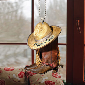Personalized Cowboy Boots Car Hanging Ornament