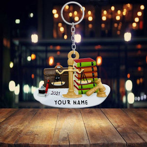 Personalized Flat Acrylic Keychain for Lawyer-Judge-Future Attorney Briefcase