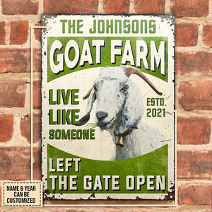 Personalized Goat Left The Gate Customized Classic Metal Signs