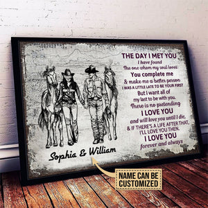Personalized Cowboy Couple The Day I Met Sketch Customized Poster
