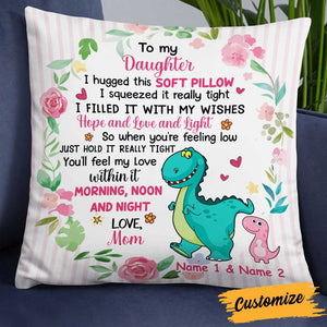 Personalized Dinosaur Mom Grandma To Daughter Granddaughter Hug This Pillow