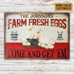 Personalized Duck Farm Fresh Eggs Customized Classic Metal Signs