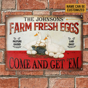 Personalized Duck Farm Fresh Eggs Customized Classic Metal Signs