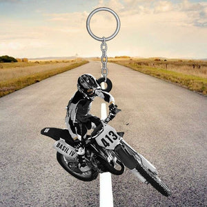 BIKER PERSONALIZED MOTOCROSS DIRT BIKE KEYCHAIN
