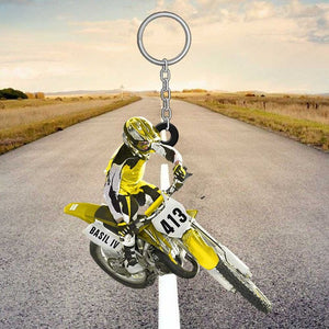 BIKER PERSONALIZED MOTOCROSS DIRT BIKE KEYCHAIN