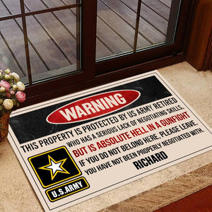 Personalized door mat with your name - Proud veteran lives here