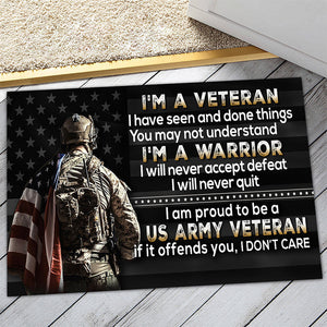 Veteran door mat with your name - I am a warrior