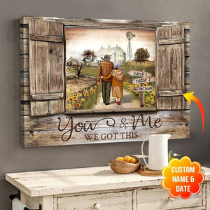 Personalized Names Old Couple Husband Wife Wedding Anniversary Country Road Poster