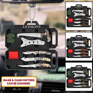 Personalized Field Dressing Kit Hunting Knife Set Flat Acrylic Car Ornament Hunting Tool Car Ornament