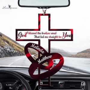 Couple Rings And Cross God Blessed Personalized Ornament