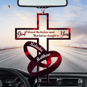 Couple Rings And Cross God Blessed Personalized Ornament