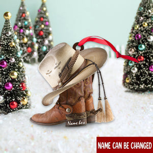 Personalized Boots And Hat Cowboy Christmas Ornament