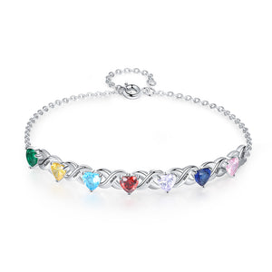 Family Custom Bracelet Heart Personalized with 2+ Birthstones